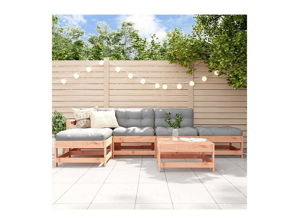 Set Divani Giardino 6 pz con Cuscini Legno Massello di Douglas