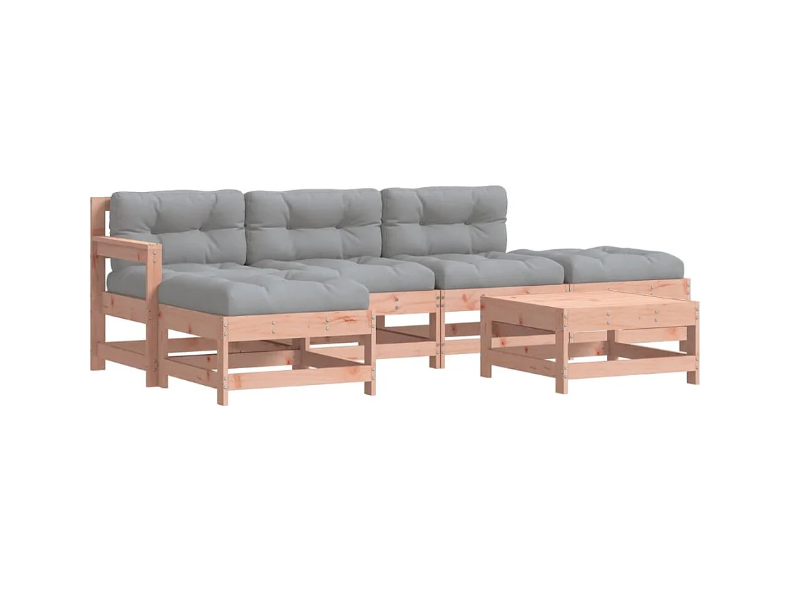 6-tlg. Garten-Lounge-Set mit Kissen Massivholz Douglasie