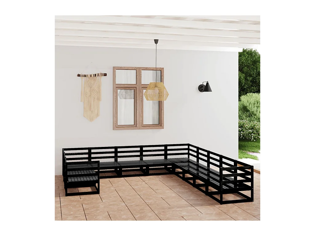 Set Divani da Giardino 11 pz in Legno Massello di Pino