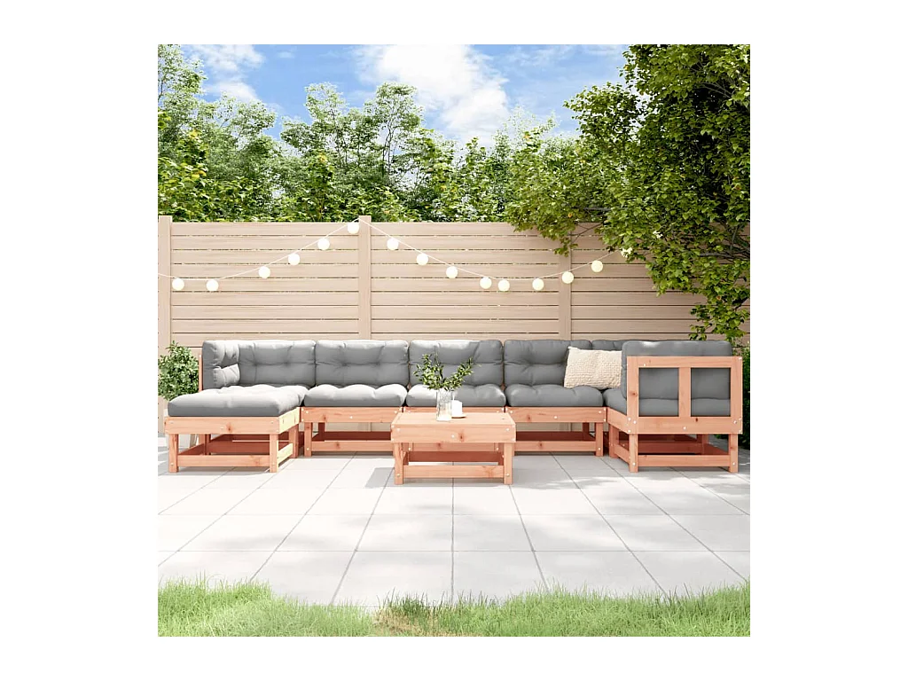 Set Divani Giardino 8 pz con Cuscini Legno Massello di Douglas