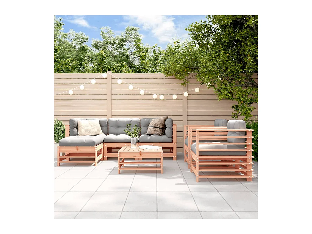 7-delige Loungeset met kussens massief douglashout