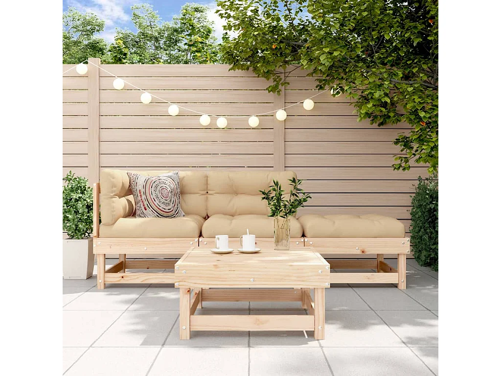 4-delige Loungeset massief grenenhout