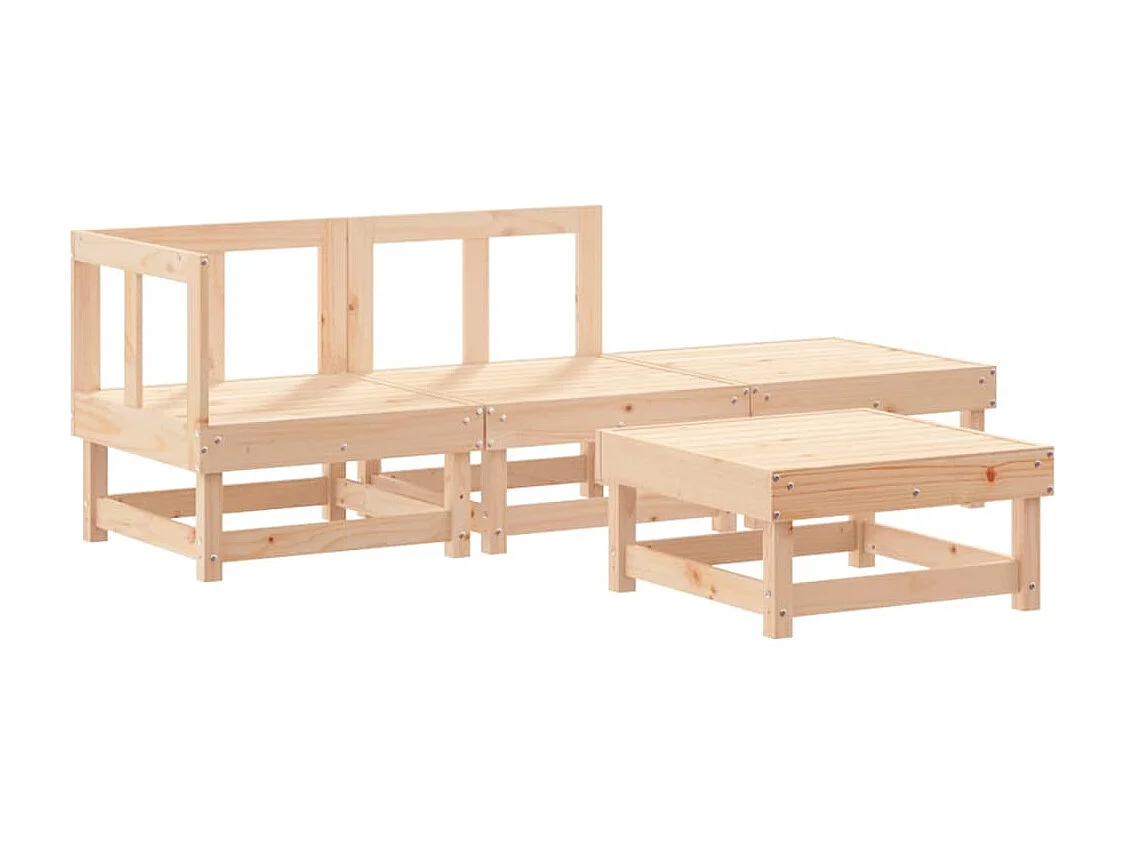 4-delige Loungeset massief grenenhout