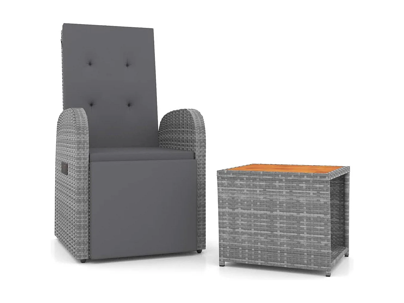 Ensemble de salon de jardin 2 pcs gris poly rotin et acacia