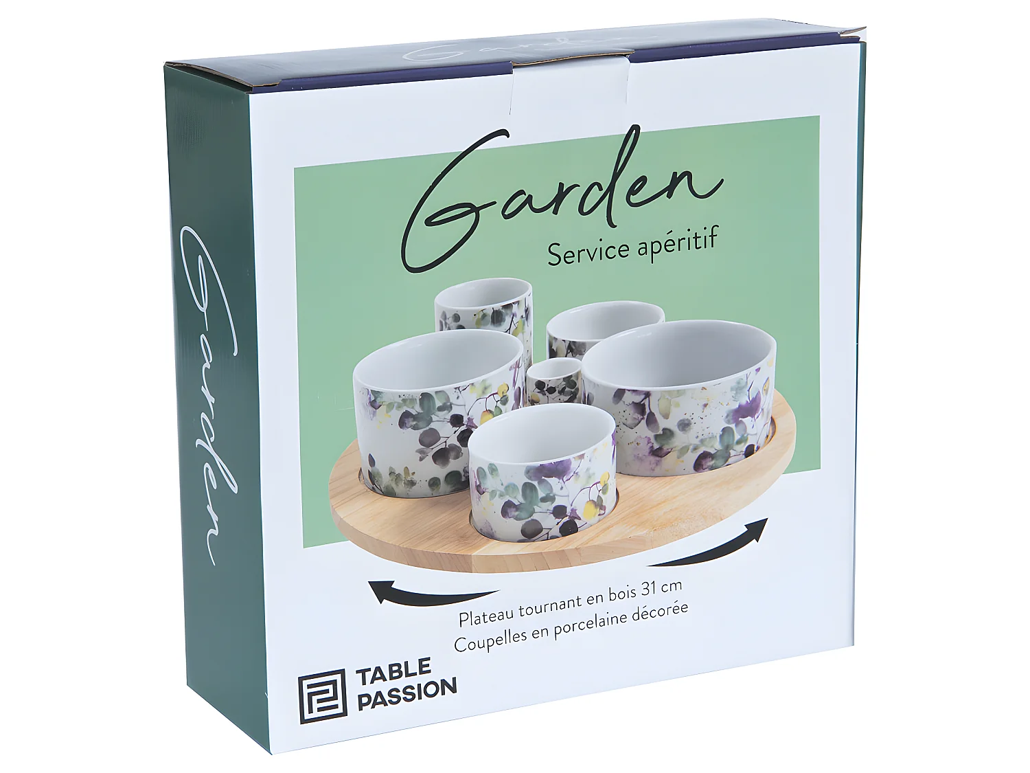 Service apéritif tournant Garden en porcelaine
