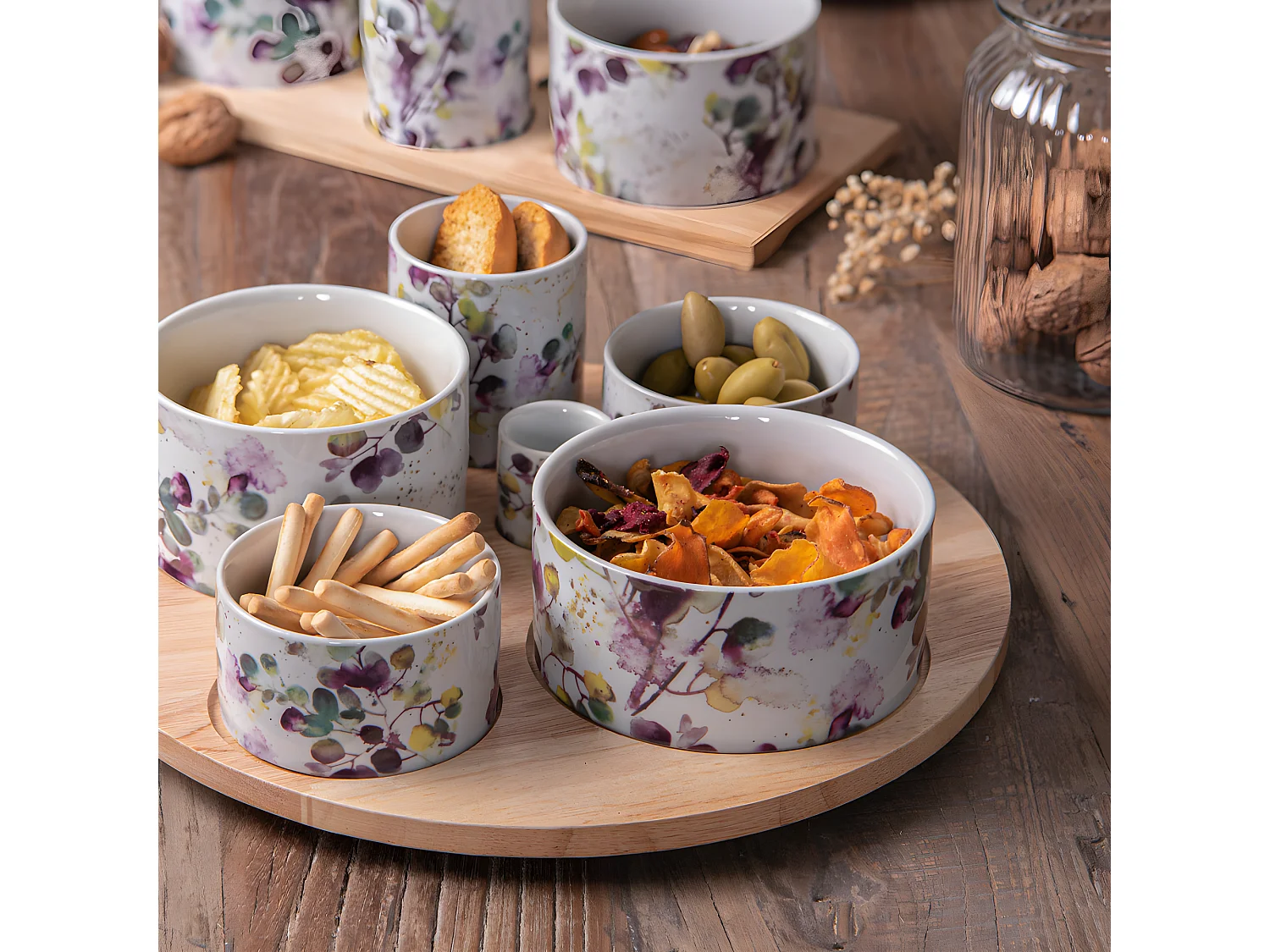 Service apéritif tournant Garden en porcelaine