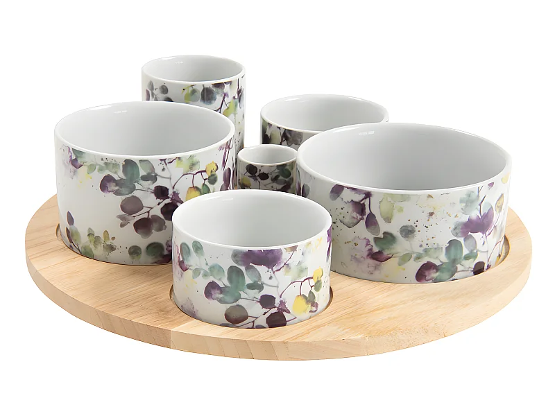 Service apéritif tournant Garden en porcelaine