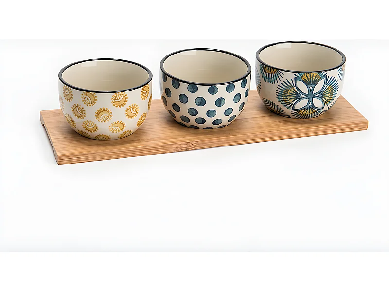 Vassoio da aperitivo con 3 ciotole Imany