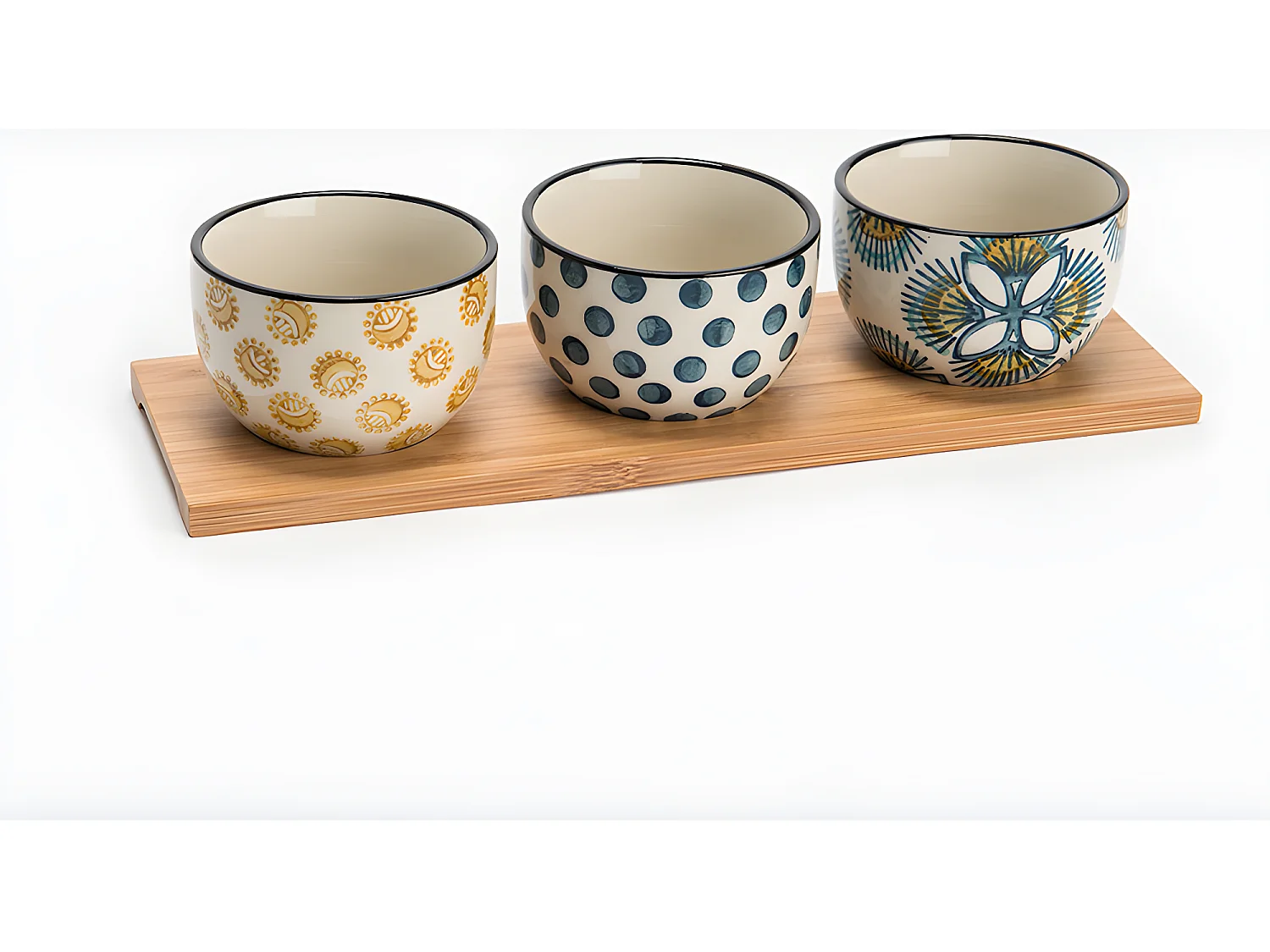 Service apéritif Imany 3 bols avec plateau bois