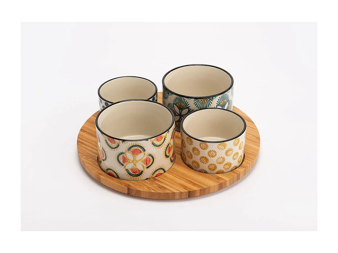 Service apéritif Imany 4 bols avec plateau bois