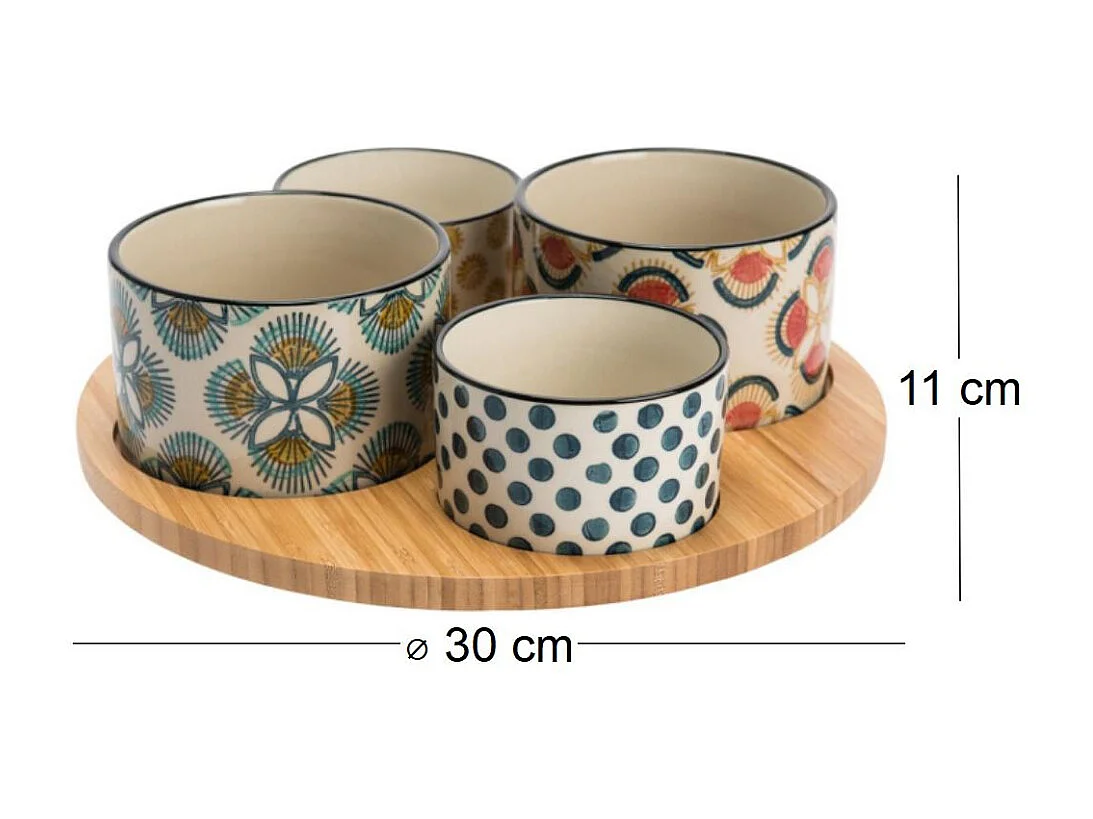 Bandeja de aperitivo con 4 cuencos Imany