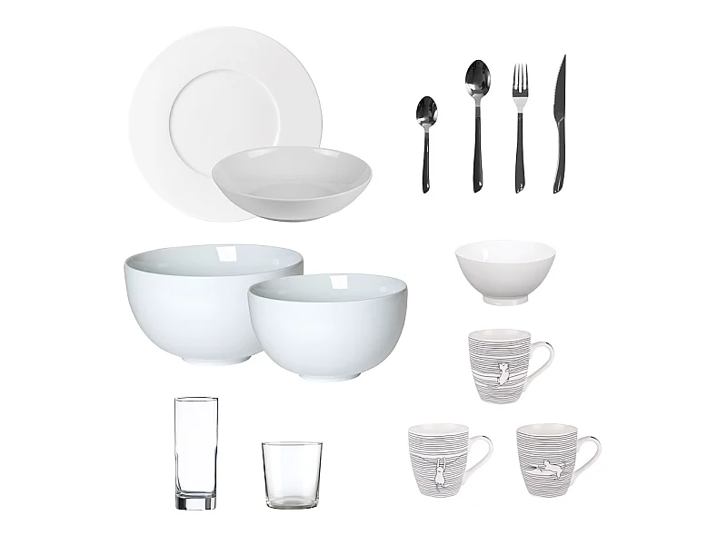 Pack Essentiel vaisselle 74 pièces