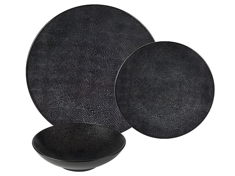 Service d'assiettes Vésuvio noir 18 pièces