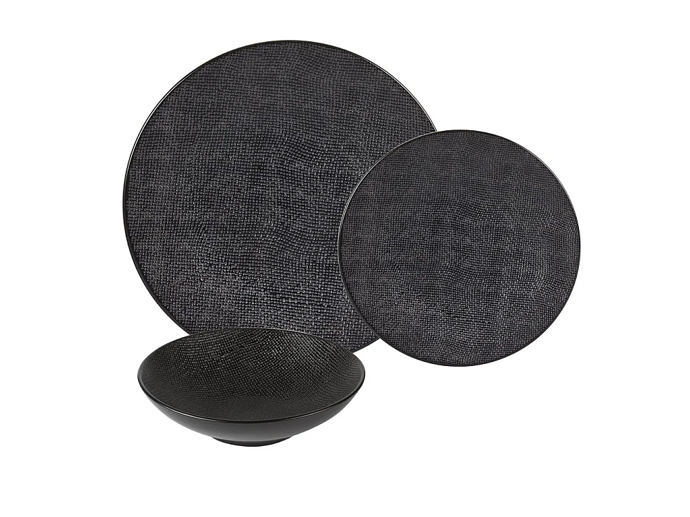 Service d'assiettes Vésuvio noir 18 pièces