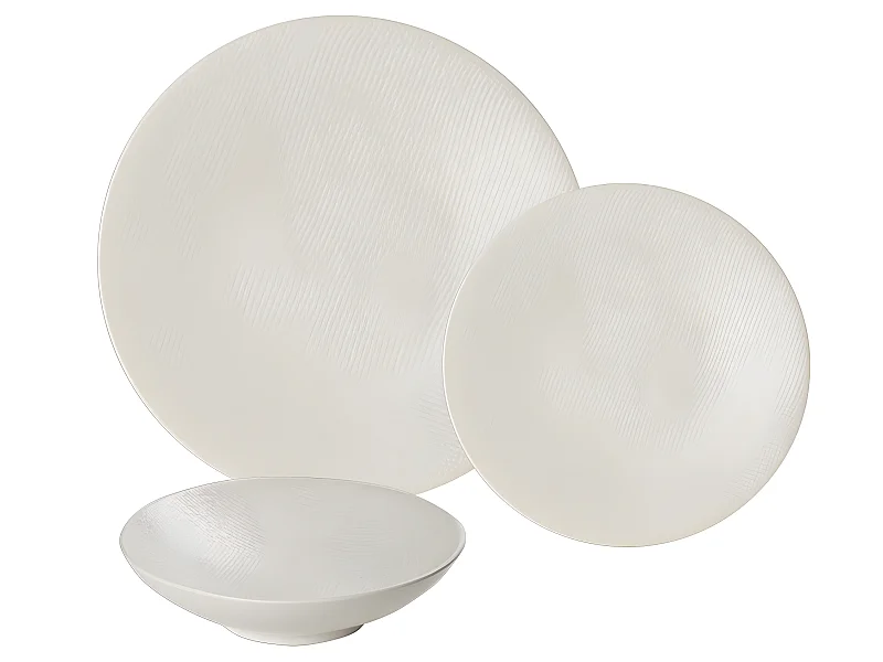 Service d'assiettes Vésuvio Blanc 18 pièces