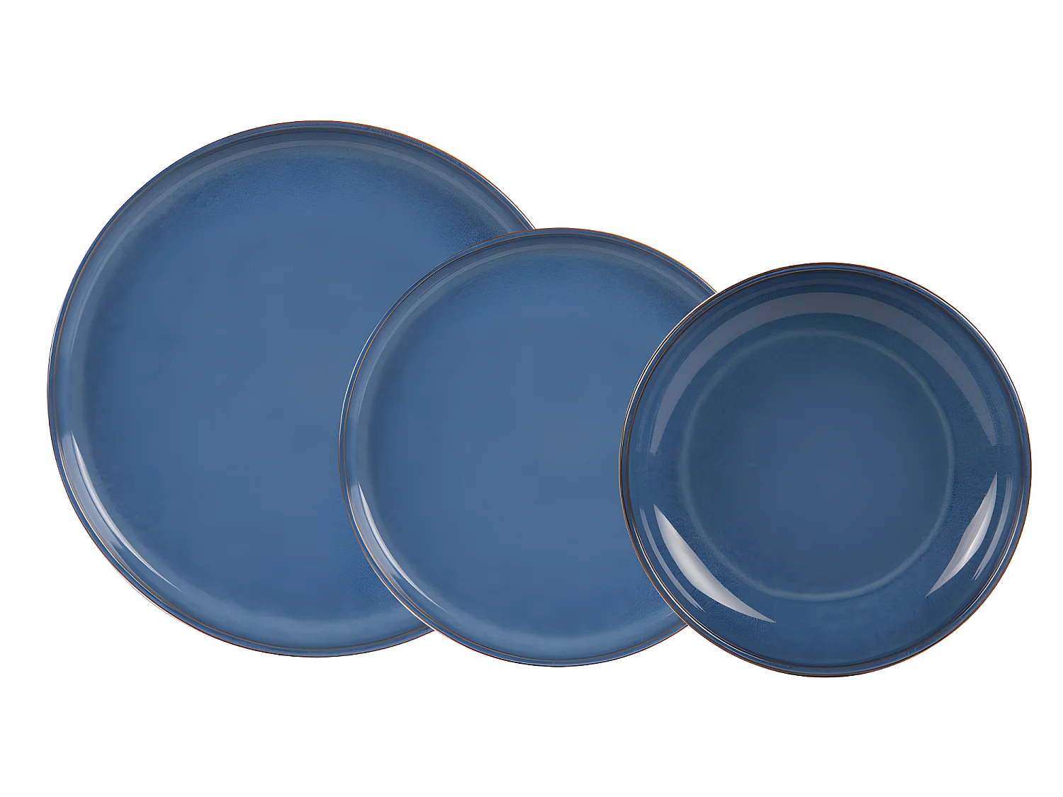 Service d'assiettes Uno bleu cobalt 18 pièces