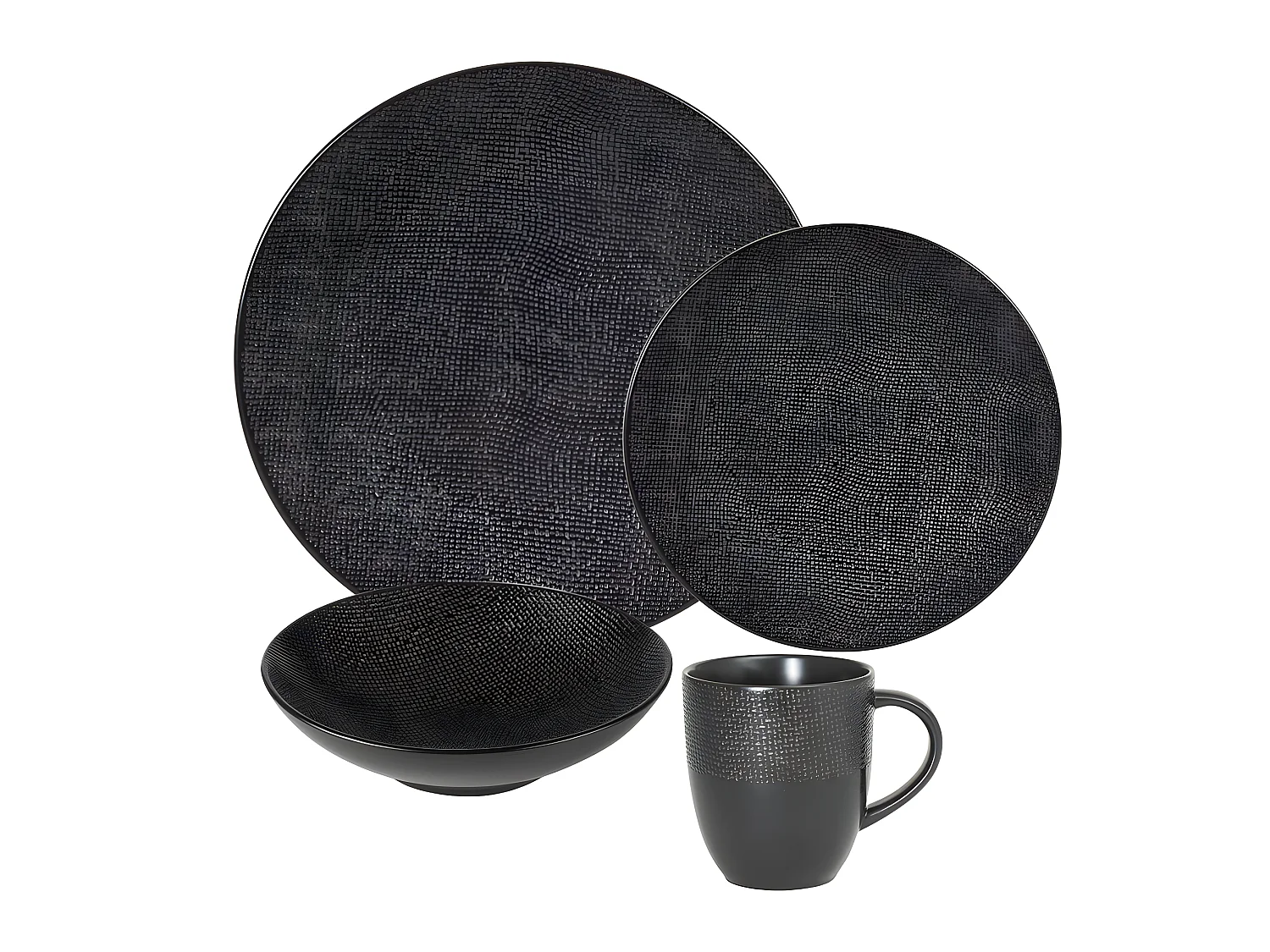 Service d'assiettes et ses mugs Vesuvio noir