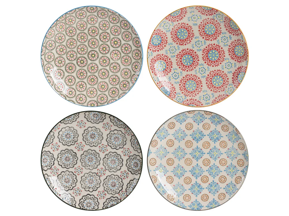 Coffret de 4 assiettes à dessert Bohème 20 cm