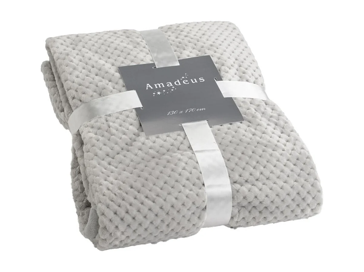 Plaid damier 130x170 gris clair