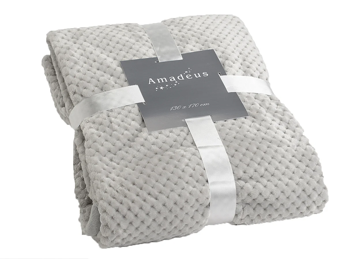 Plaid damier 130x170 gris clair
