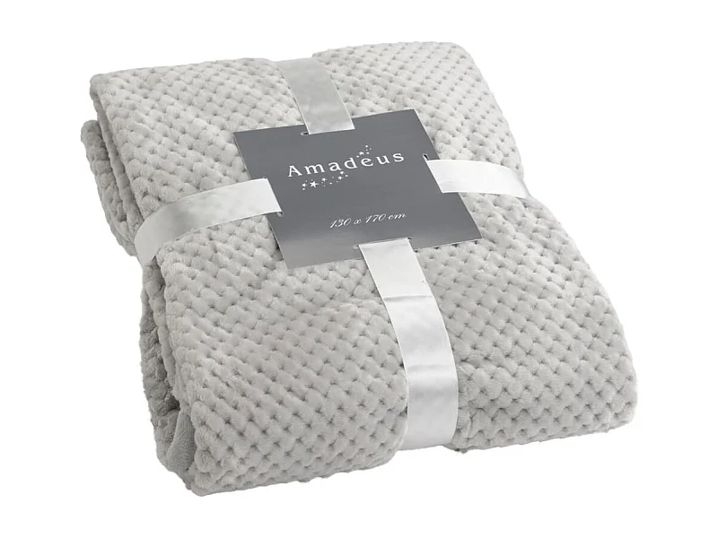 Plaid damier 130x170 gris clair