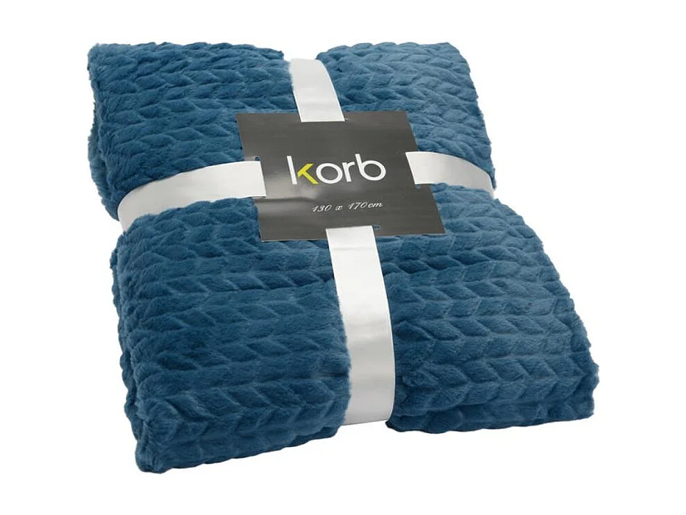 Plaid chevron 130x170 bleu nuit