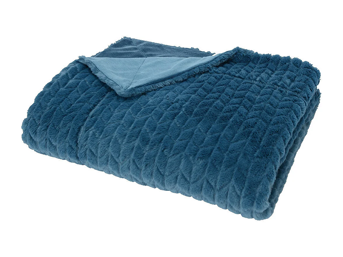 Plaid chevron 130x170 bleu nuit