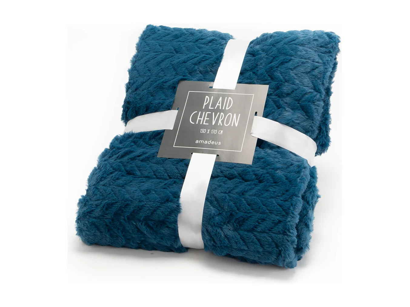 Plaid chevron 130x170 bleu nuit