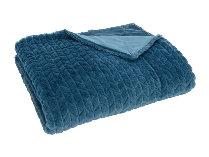 Plaid chevron 130x170 bleu nuit