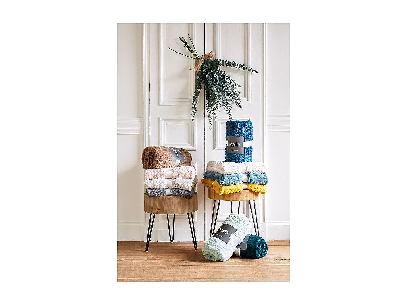 Plaid chevron 130x170 crème