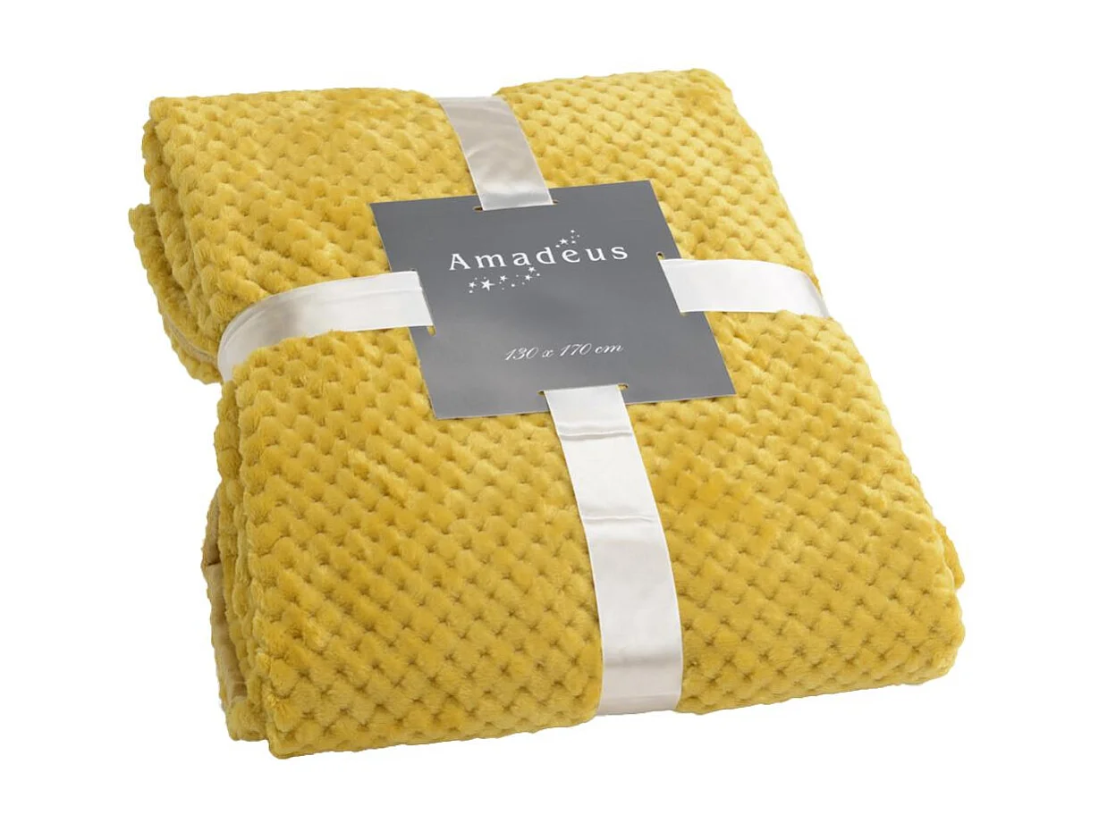 Plaid damier 130x170 moutarde