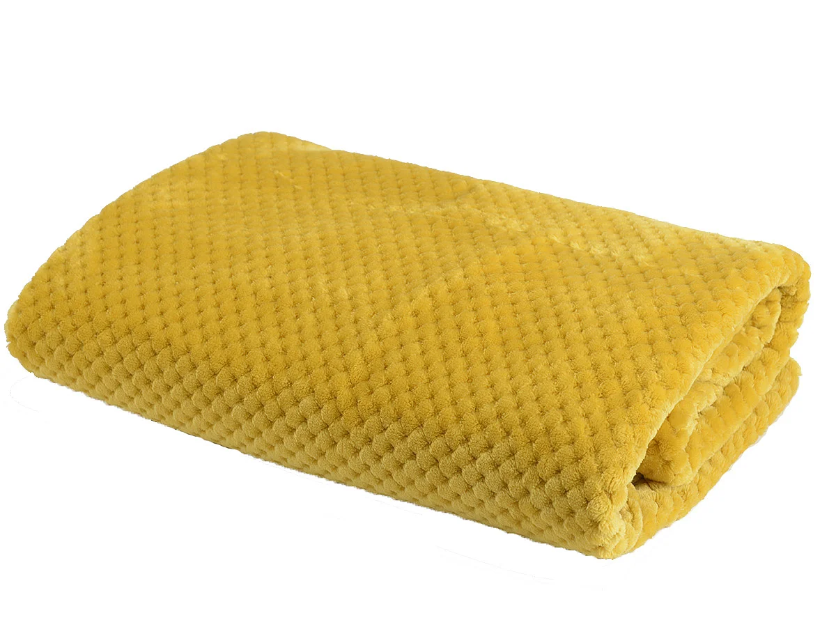 Plaid damier moutarde 130x170 cm