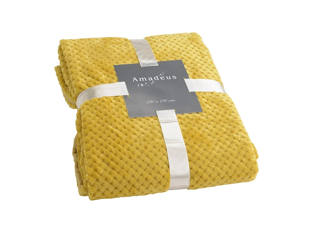Plaid damier moutarde 130x170 cm