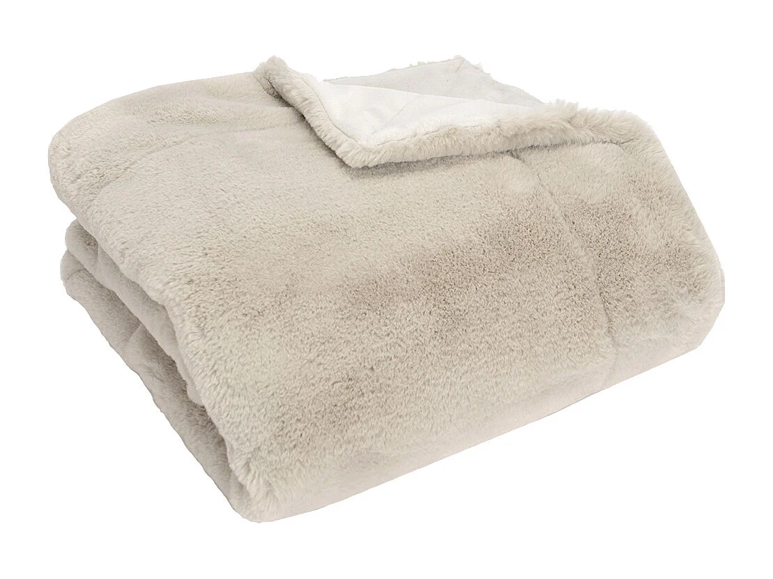 Plaid Luxe Gris Clair Doublé en polyester 130x170 cm