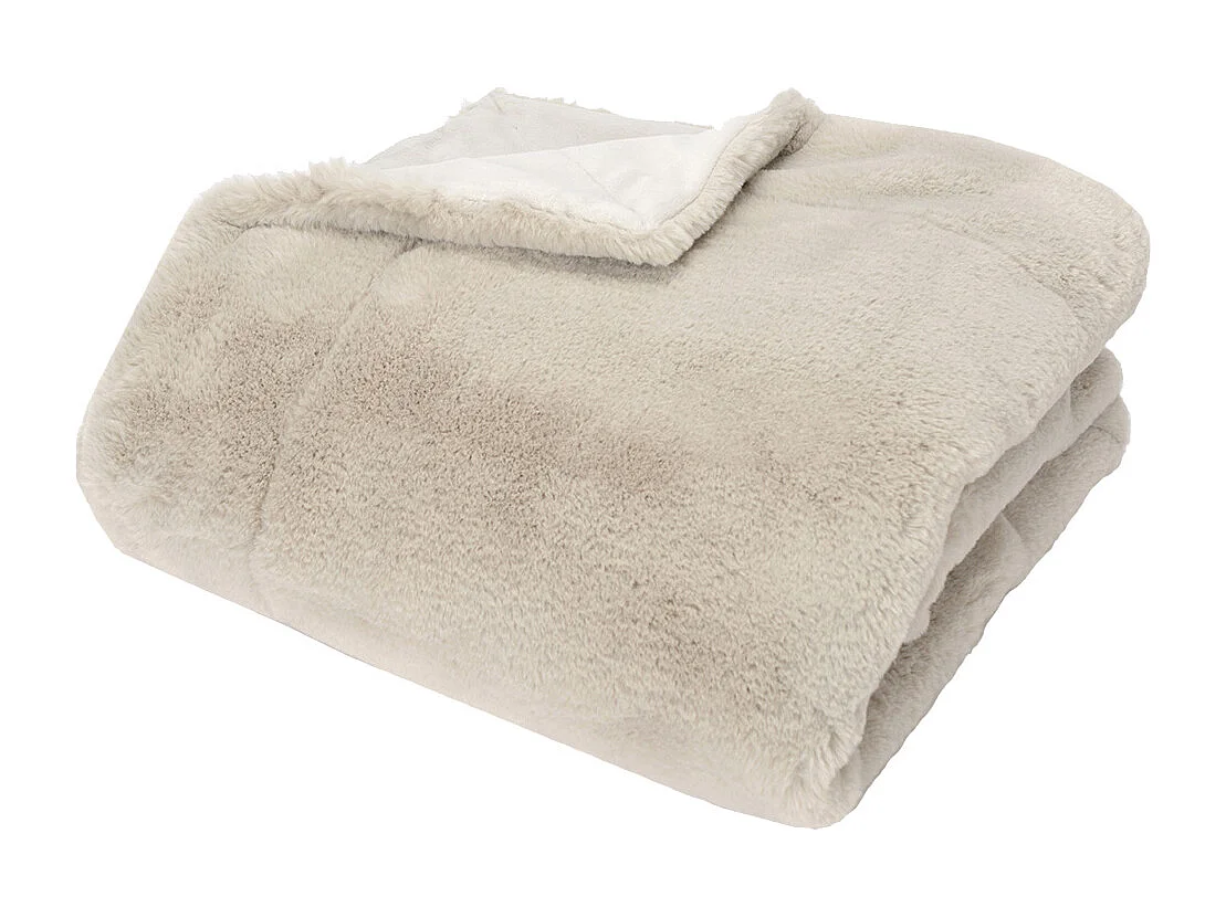 Plaid Luxe Gris Clair Doublé en polyester 130x170 cm