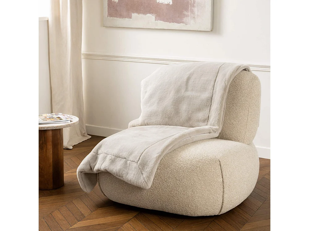 Plaid Luxe Gris Clair Doublé en polyester 130x170 cm