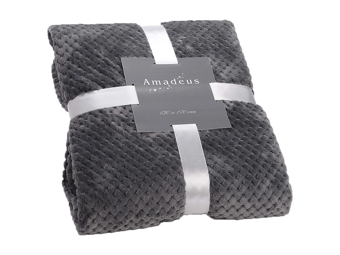 Plaid Damier Gris Anthracite doublé en Polyester 130x170 cm