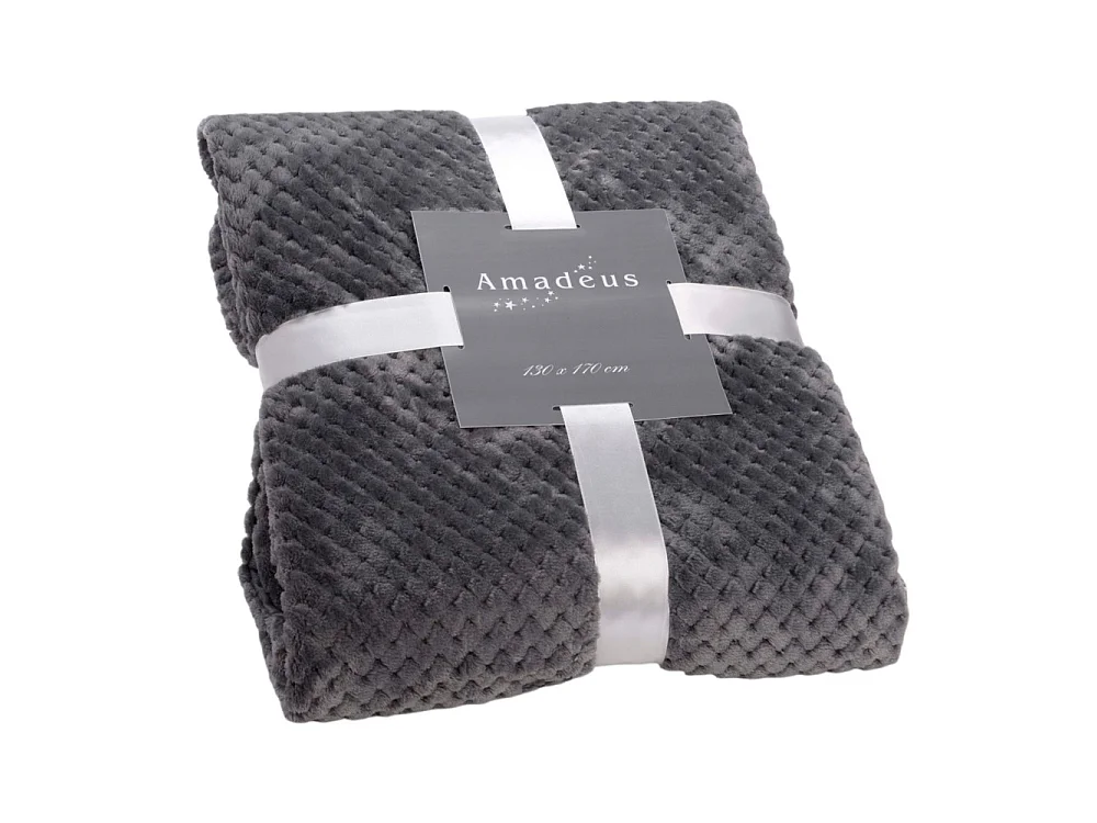 Plaid Damier gris anthracite doublé en polyester 130x170 cm