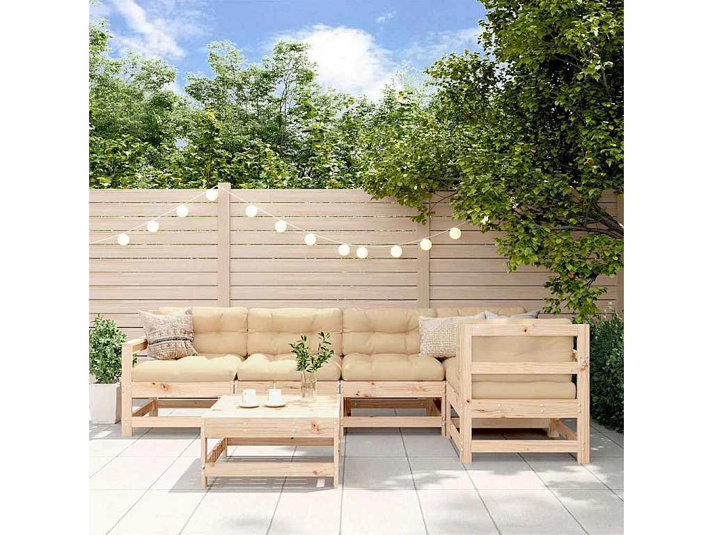 Salon de jardin 6 pcs Bois de pin massif