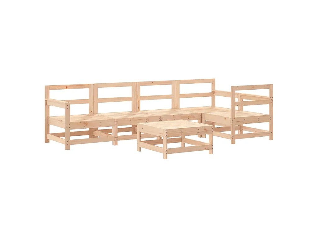 6-delige Loungeset massief grenenhout