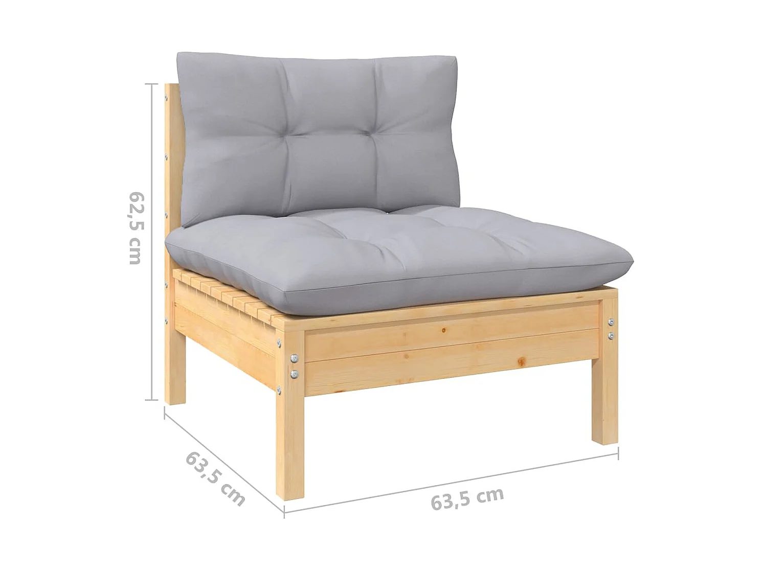 Set Divani da Giardino 7 pz con Cuscini Grigi Massello di Pino