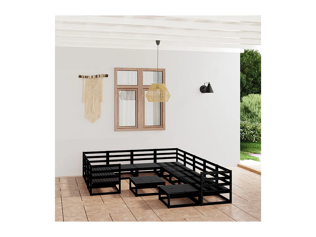 Set Divani da Giardino 12 pz in Legno Massello di Pino