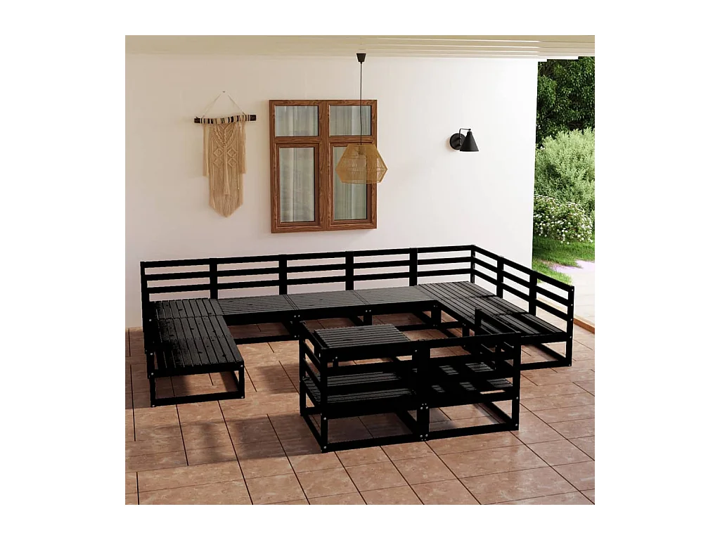Set Divani da Giardino 12 pz in Legno Massello di Pino