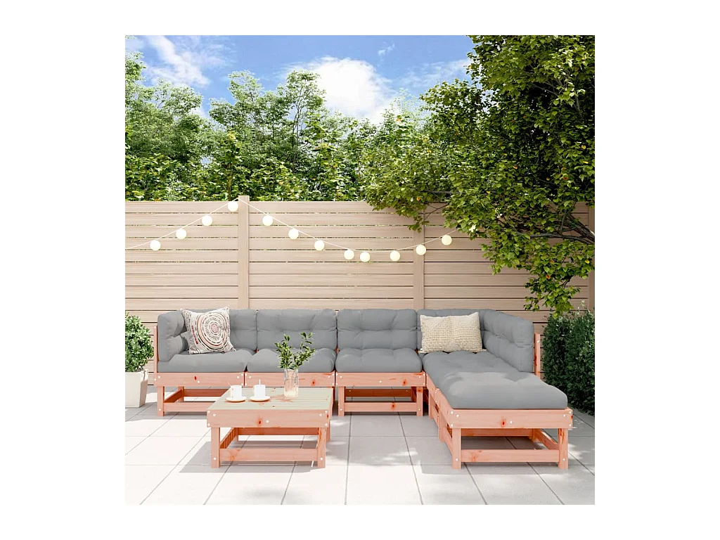 Salon de jardin 7 pcs avec coussins bois massif douglas