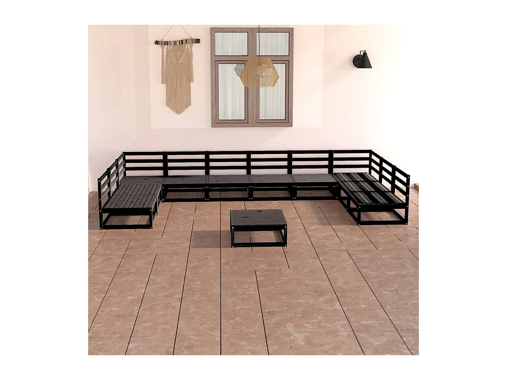 Set Divani da Giardino 11 pz in Legno Massello di Pino