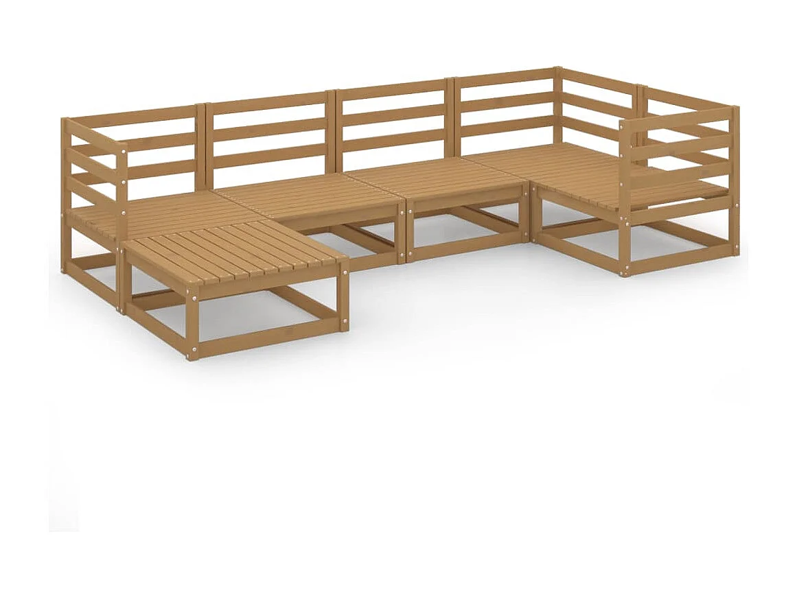 Set Salotto da Giardino 6pz Marrone Ambra Legno Massello Pino