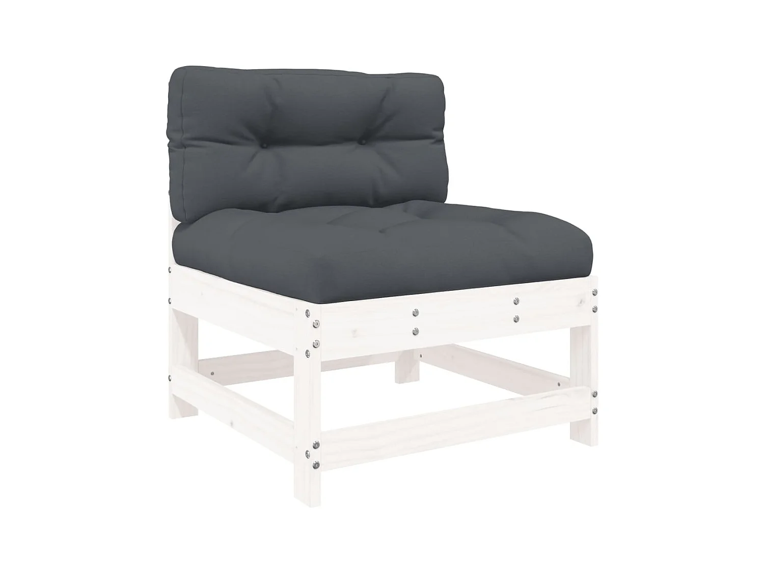 4-tlg. Garten-Lounge-Set mit Kissen Weiß Massivholz