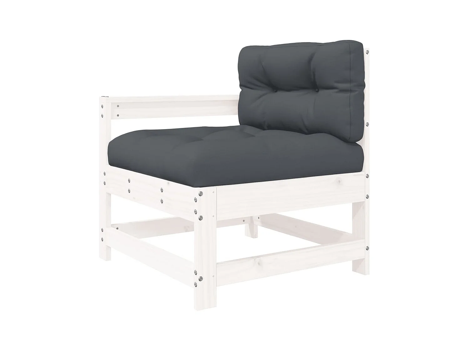 4-tlg. Garten-Lounge-Set mit Kissen Weiß Massivholz