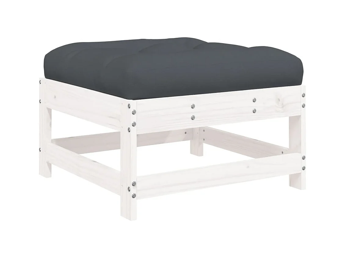 4-tlg. Garten-Lounge-Set mit Kissen Weiß Massivholz