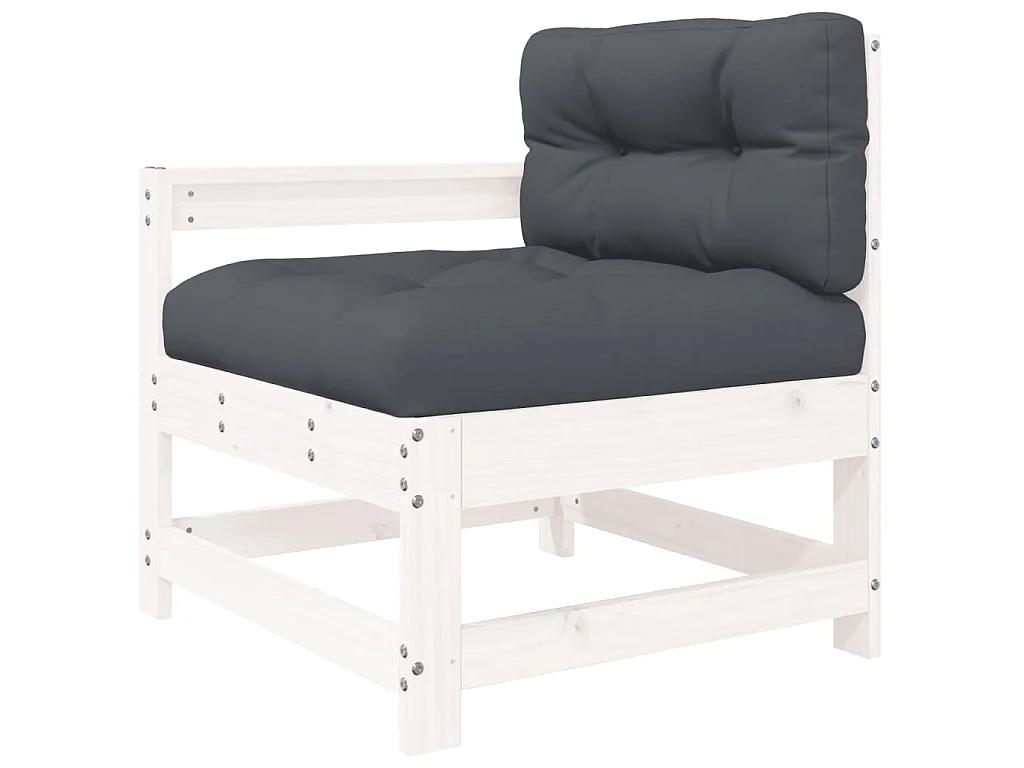 4-delige Loungeset met kussens massief hout wit
